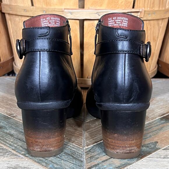 Dansko Perry Burnished Black Leather Waterproof Zip Up Ankle Booties Women EU 40 - Picture 6 of 13